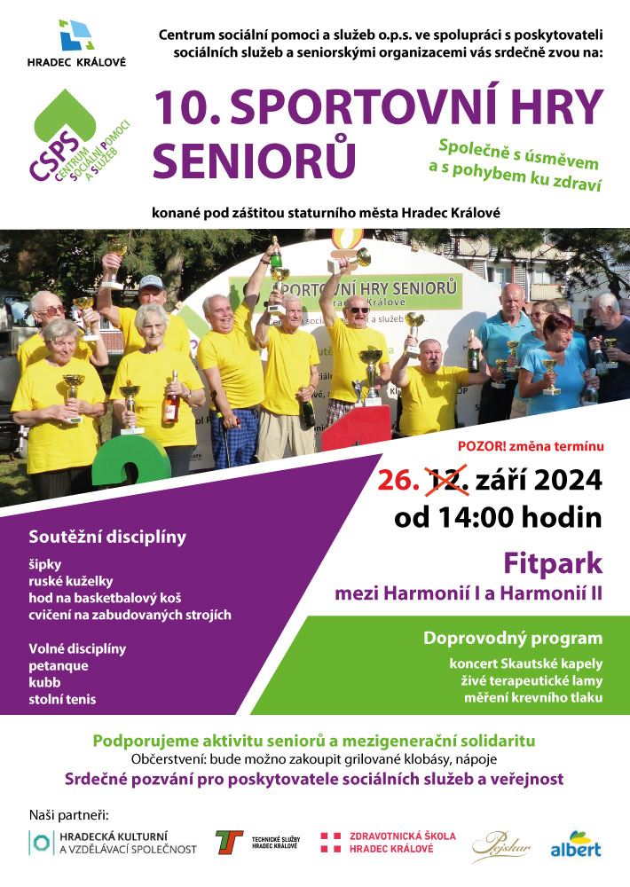 Změna termínu 10. SPORTOVNÍ HRY SENIORŮ